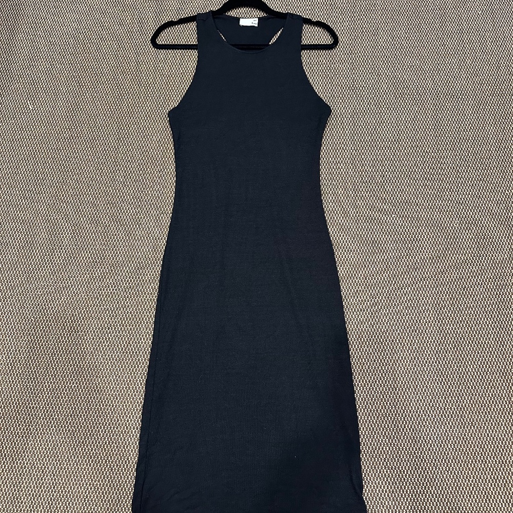 WILFRED FREE ARITZIA LADIES RACERBACK KNIT MIDI DRESS BLACK SMALL
